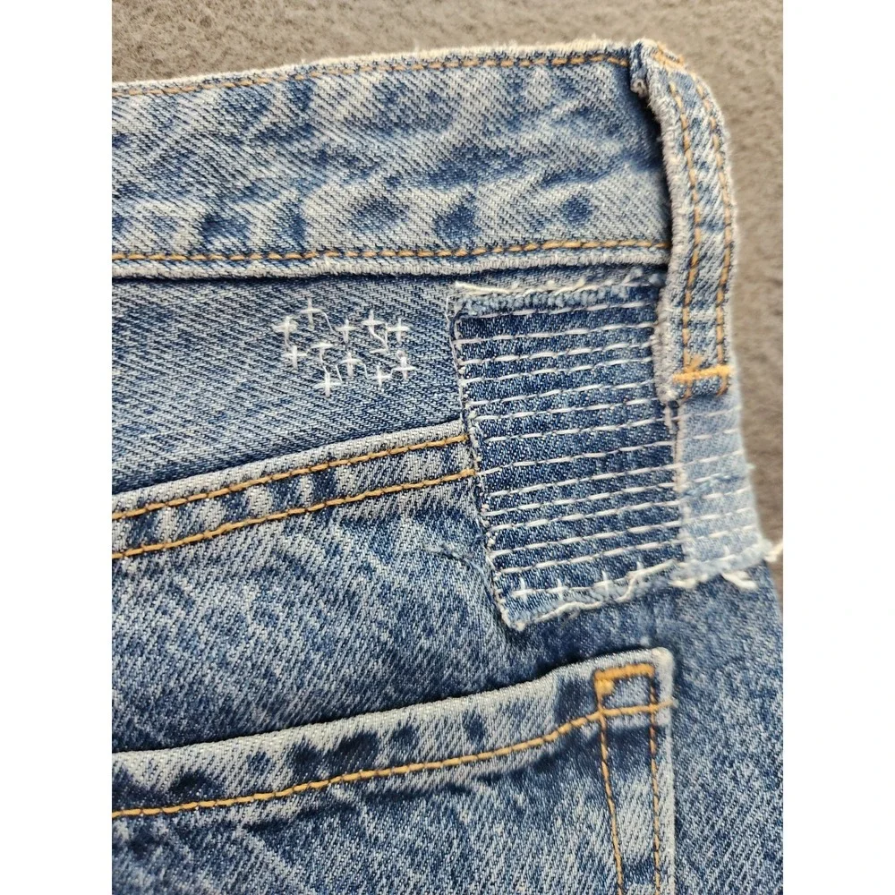 Old Navy Jeans Women 12 Star Patches O.G. Straight High Rise Button Fly Boho NWT